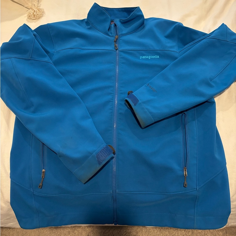 Patagonia Adze Jacket – Men’s Large – Bright Blue – Softshell – Fleece Lined